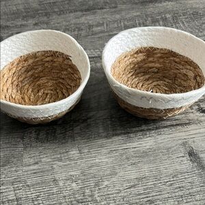 - Natural Woven Basket Set of 2- White and Brown